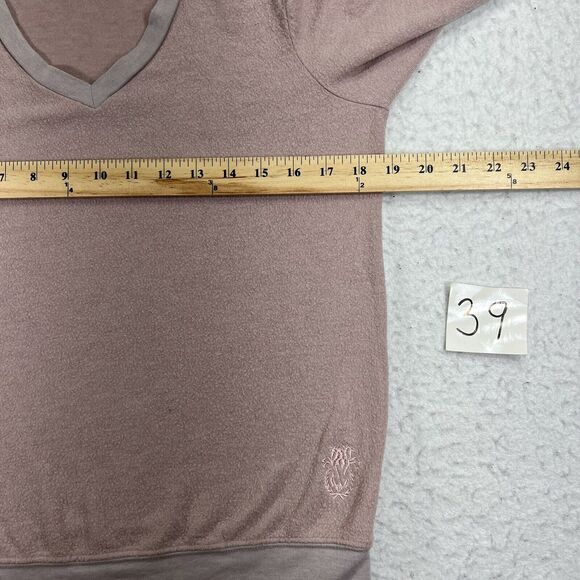 Wildfox Womens Small Sweater Pullover V Neck Mauve Pink Polyester Blend Soft - Picture 11 of 12